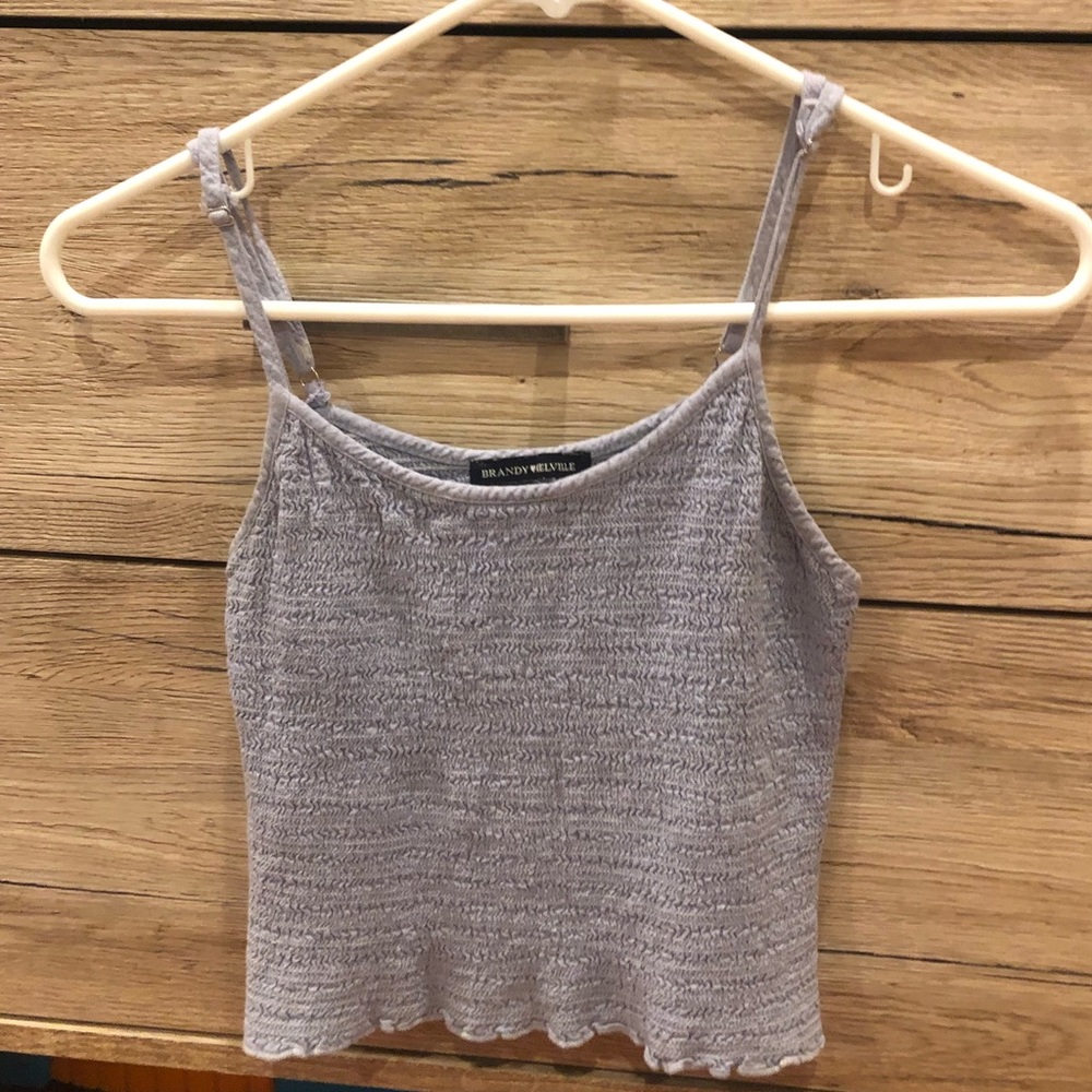 blue ruffle tank top